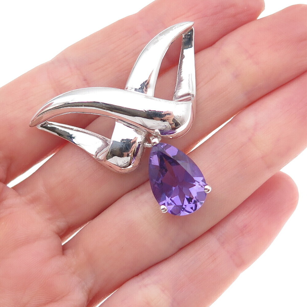 Monica Jain 925 Sterling Silver Vintage Real Amethyst Infinity Slide Pendant